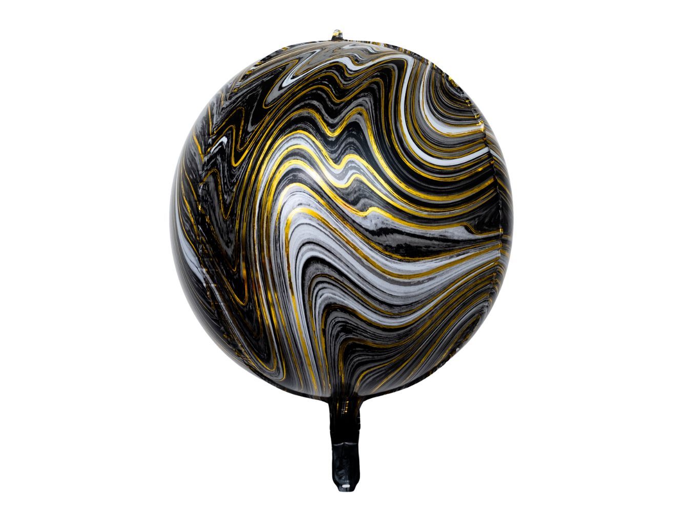 22" Orb - BLACK GOLD SWIRLD • Mylar Balloon