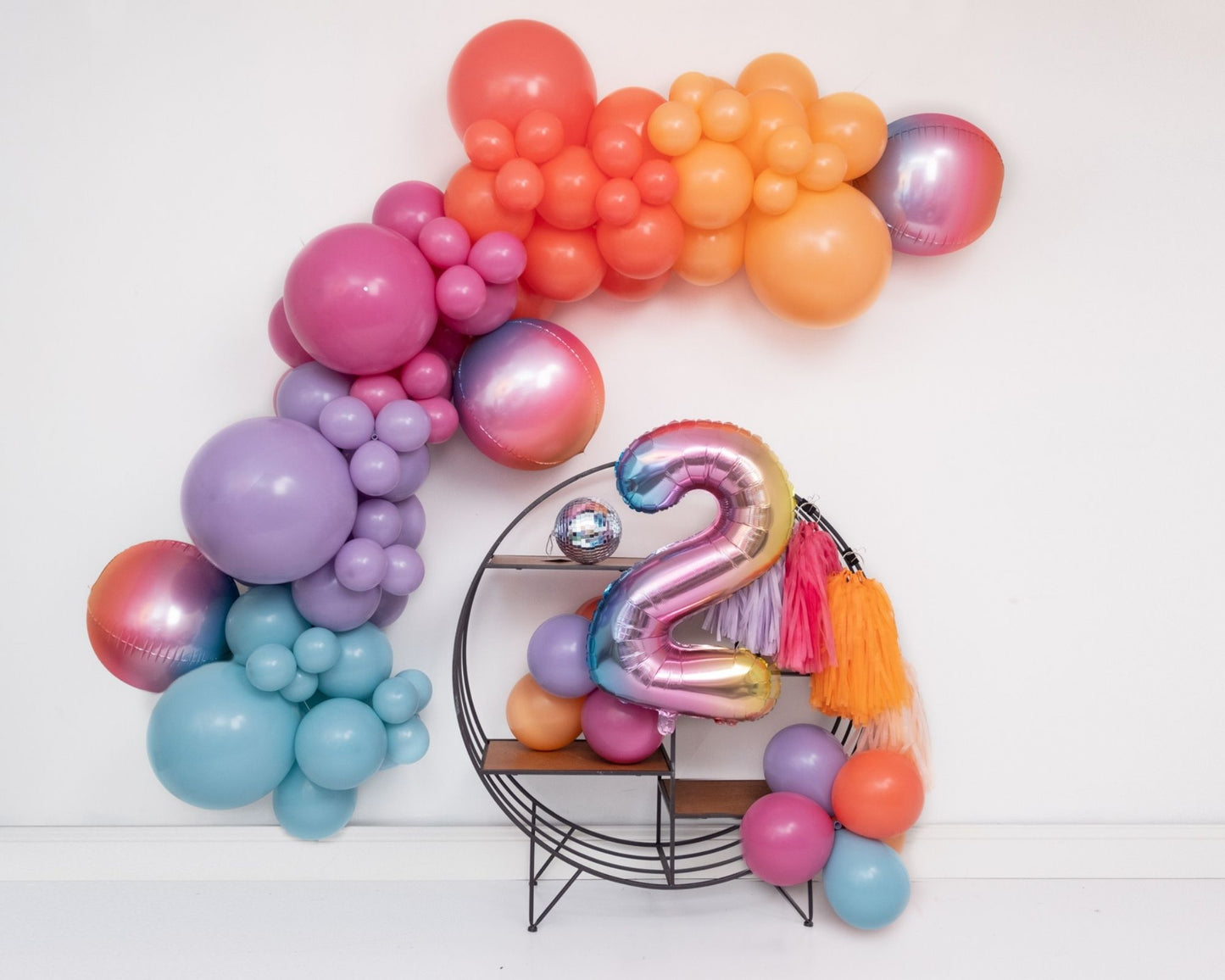22" Orb - SUNSET Pink-Blue • Mylar Balloon
