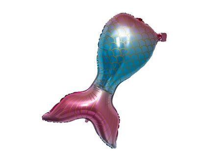 28" Mermaid Tail  - AQUA-PINK  • Mylar Balloon